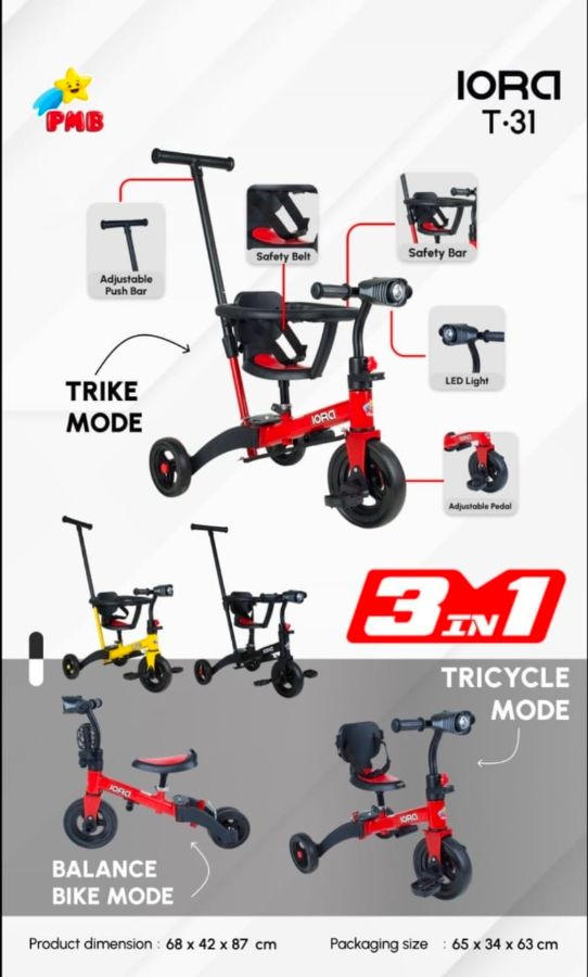 Sepeda Dorong dengan Pengaman Tricycle Iora T 31