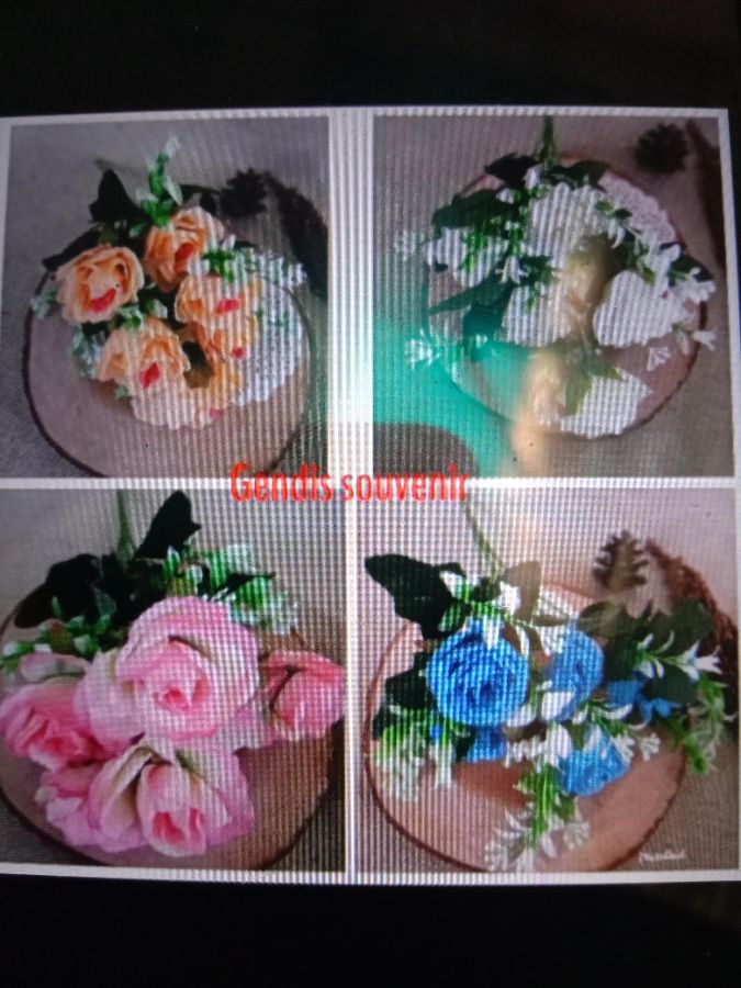 (60128) 6kuntum bunga mawar artificial daun vintage hiasan seserahan bahan mahar rustic
