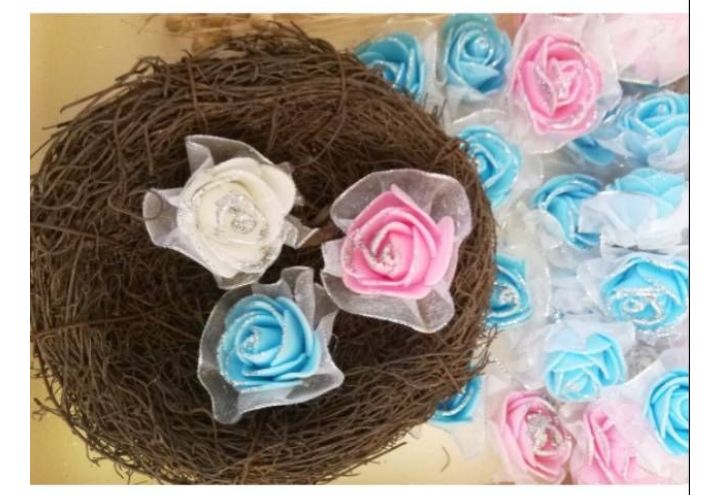 Bunga Mawar Spon Gliter organza 5cm