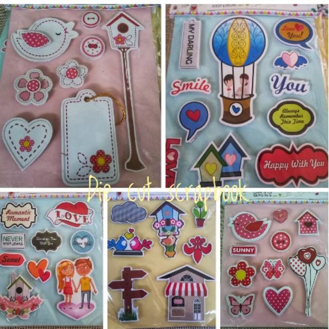 Die cut scrapbook gambar potongan tinggal tempel bahan kerajinan scrapbook 