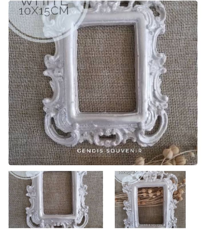 Frame resin kotak mahkota (square crown)10x15cm cat putih mutiara