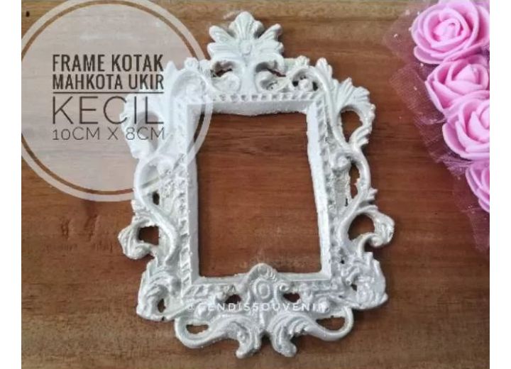 Frame resin kotak mahkota Ukir KECIL mutiara (SQUARE CROWN) 