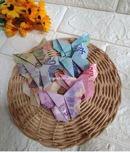 ORK02 - Origami kupu-kupu lipat dari uang kertas mainan