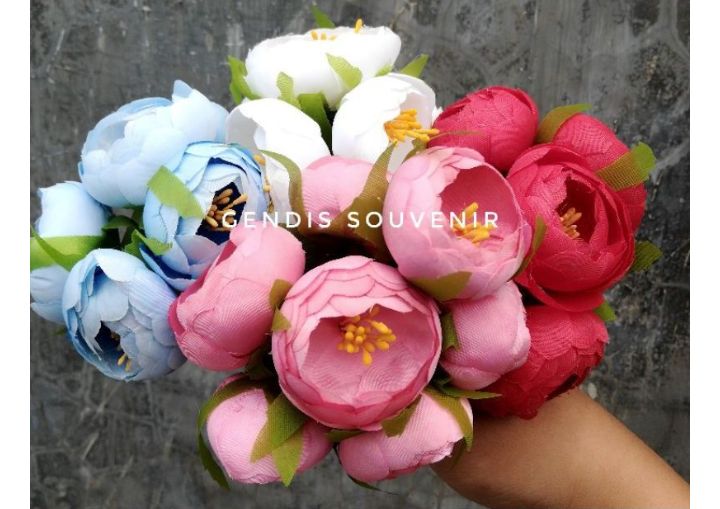 Bunga Peony mangkok tangkai bunga silk rununculus