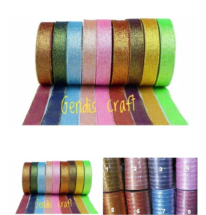 Pita Gliter metalik warna 1,5 cm