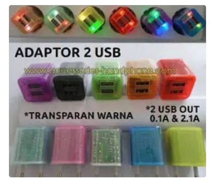 GS Adaptor charger transparan LED FLECO