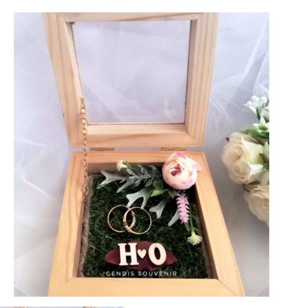 (RBR07) kotak cincin kayu rustic persegi ringbear kotak 