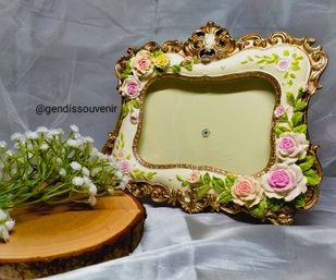 Frame foto mawar landscape 11.5 x 15 cm aestetik bahan resin 