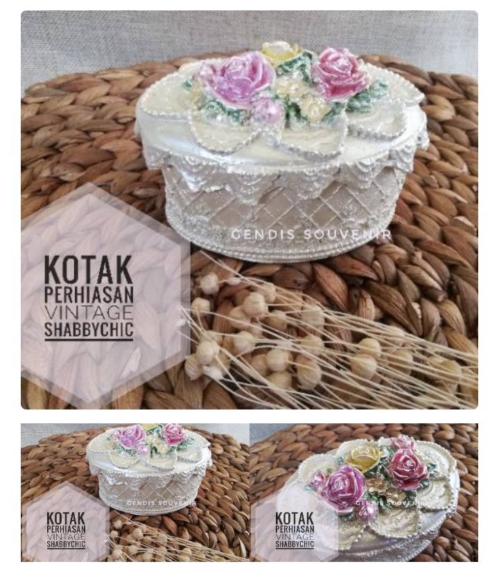 kotak perhiasan vintage Resin Shabbychic 