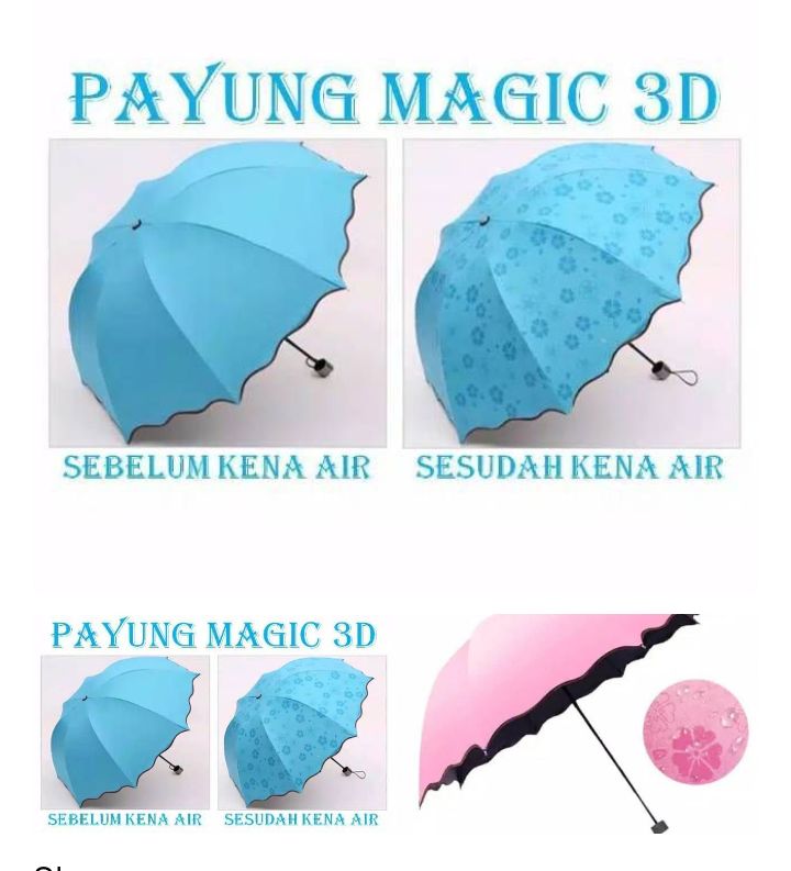 GS payung magic 3D ajaib dengan motif muncul ketika basah