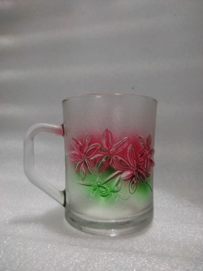 Gelas cangkir warna batik timbul motif bunga