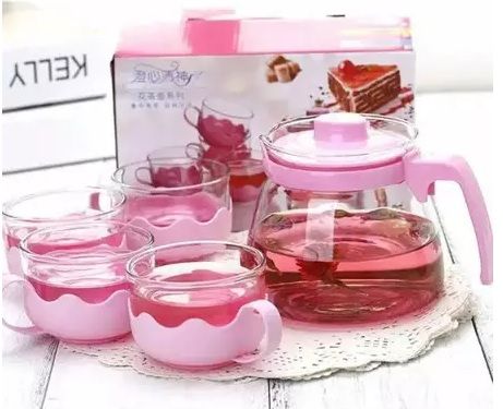 Tea pot set 800ml/set cangkir teh (Biru)