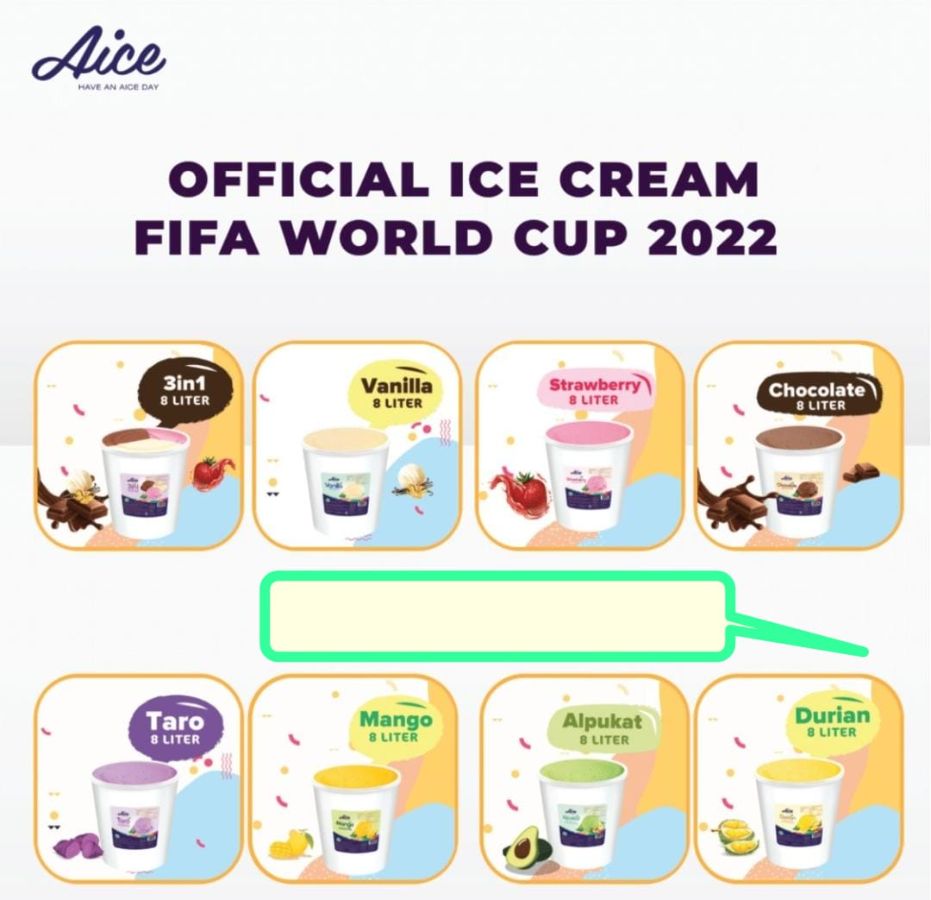 Ice Cream Aice 8L rasa Strawberry / Vanilla / Cokelat