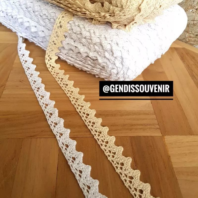 PerYard (90cm) renda rajut blaco Natural - RB3 white 1,5cm