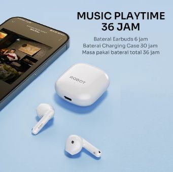 HEADSET BLUETHOOTH ROBOT T60 PUTIH