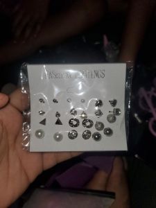 Anting perak, mutiara,permata