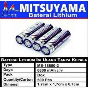 BATERAI 18650 MITSUYAMA TANPA KEPALA