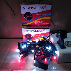 LAMPU NATAL MERAH PUTIH NEW PALLAS 7M KABEL HITAM