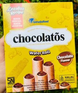 Chocolatos Wafer Roll Rasa Coklat 9gr