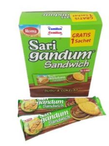 Sari Gandum Sandwich Rasa Susu & Cokelat 27gr