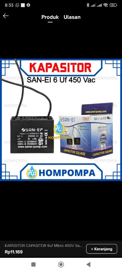 KAPASITOR KOTAK 6 UF SANEI
