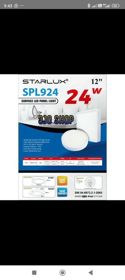 PANEL OB BULAT 24 WATT STARLUX