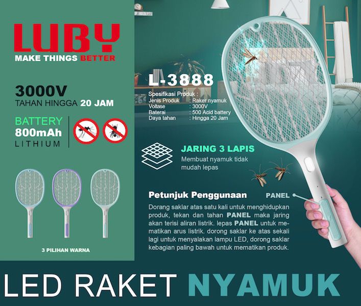 RAKET NYAMUK LUBY 3888