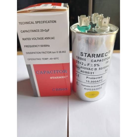 KAPASITOR AC 25+2 UF 450V STARMEC DOBEL