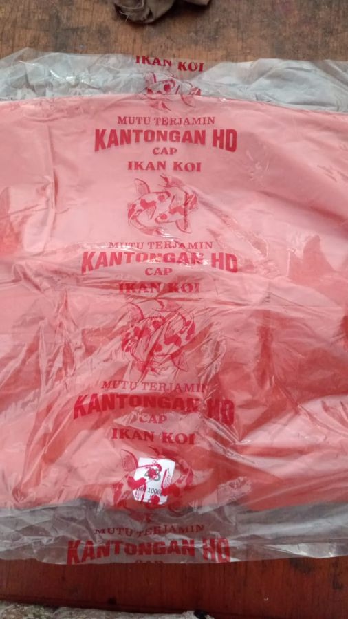 Plastik asoy hd cap ikan koi UK 45 ( jumbo ). Kantongan plastik cap ikan koi. Kantongan plastik hd