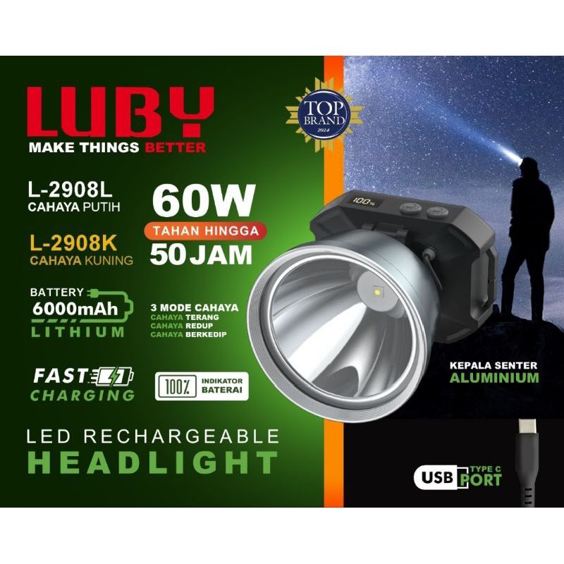 SENTER KEPALA 60W WARM 2908 LUBY
