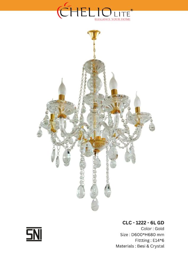 LAMPU CRYSTAL CHELIO CLC 1222 6L GD