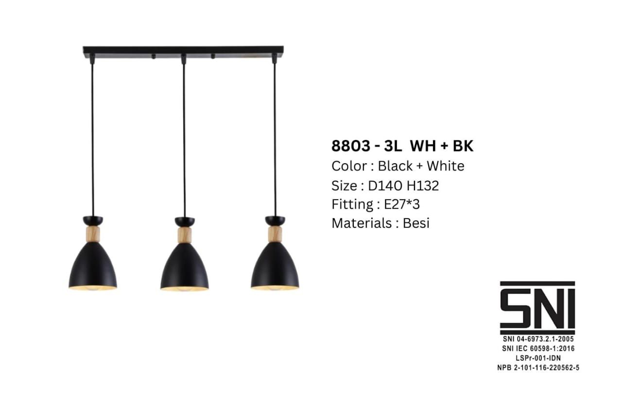 LAMPU GANTUNG 8808/3L WH+BK CHELIO