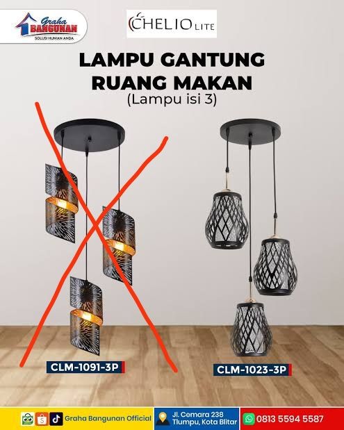 LAMPU GANTUNG CHELIO CLM-1023-3P