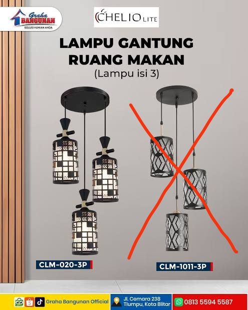 LAMPU GANTUNG CHELIO CLM-020-3P