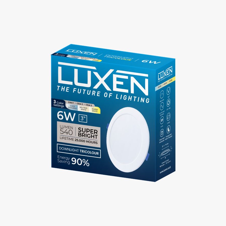 DOWNLIGHT LUXEN 6W 3 WARNA