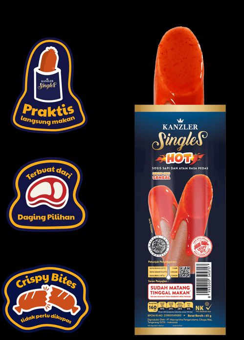 Kanzler sosis single hot 60g