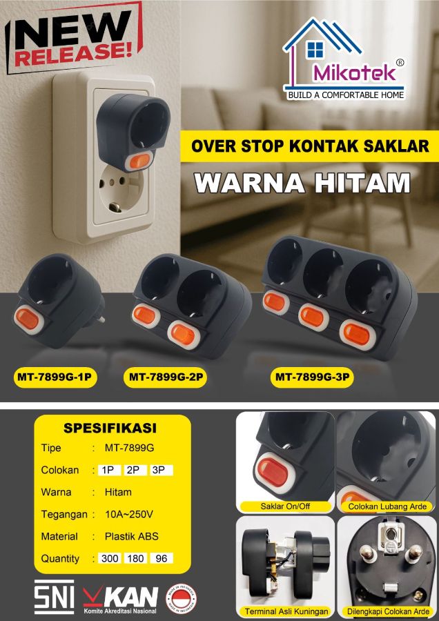 STOP KONTAK T 3L SWITCH 7899 HITAM MIKOTEK