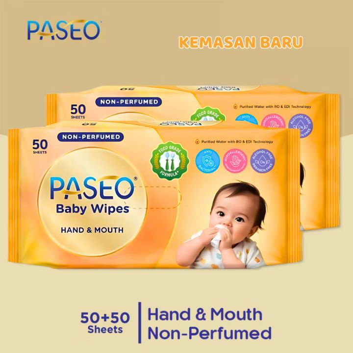 Paseo Baby Wipes hand&mounth 50x2