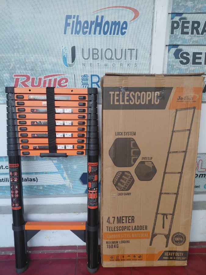 Jolink Tangga Teleskopik 4.7M + Rubber Anti Slip (Carbon Steel)