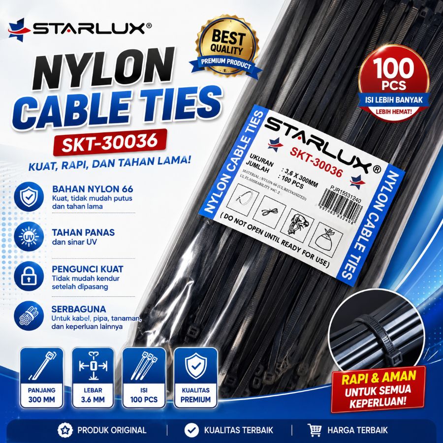 KABEL TIES 300 MM STARLUX HITAM