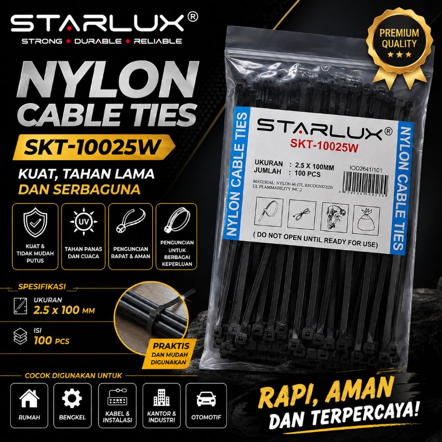 KABEL TIES 100 MM STARLUX HITAM