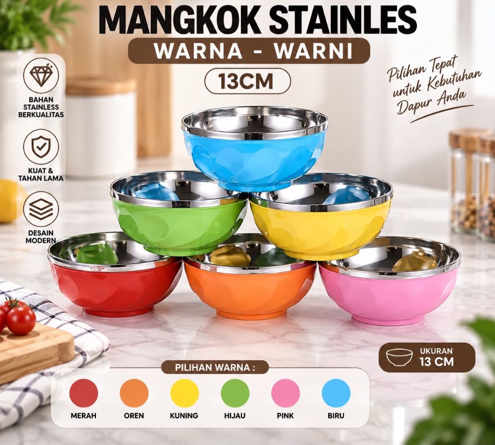 Mangkok Stainles Warna