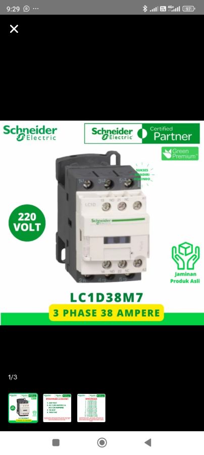 KONTAKTOR LC1D38M7 50A SCHNEIDER