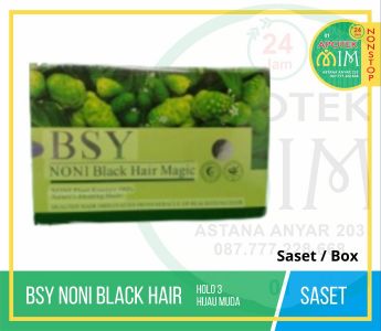 BSY Noni Black Hair - Holo 3 Hijau Muda