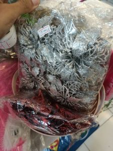 BUNGA HIASAN NATAL GLITER