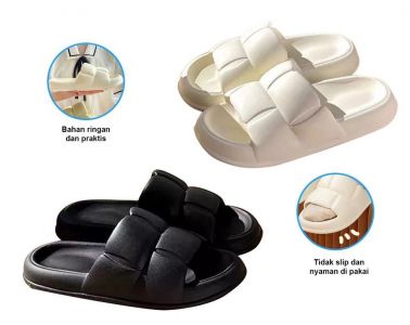 Sandal Slop Unisex Rubber Tebal Polos Sandal Rumahan