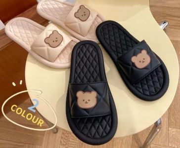 Sandal Slop Karet  Wanita Empuk Motif Beruang Lucu Sendal Selop Rumah Import
