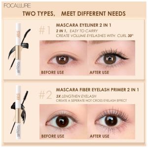 FOCALLURE 2 In 1 Waterproof Maskara & Eyeliner fiber eyelash primer
