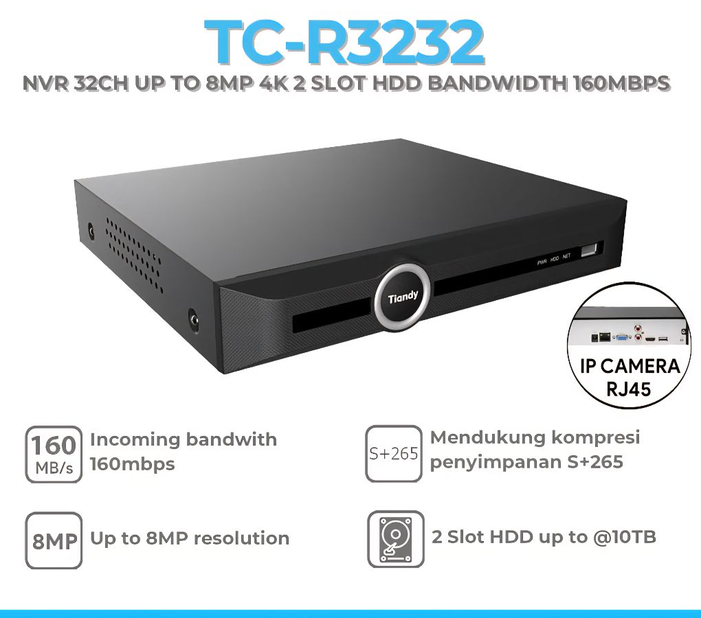 NVR TIANDY 32CH TC-R3232 (2 HDD)