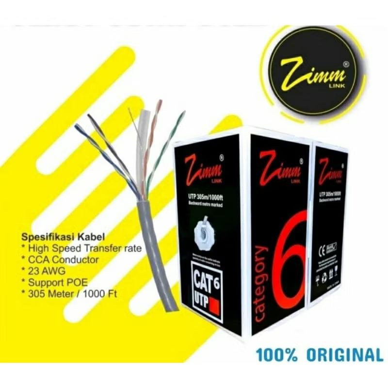 ZIMMLINK UTP CAT6 305M GREY